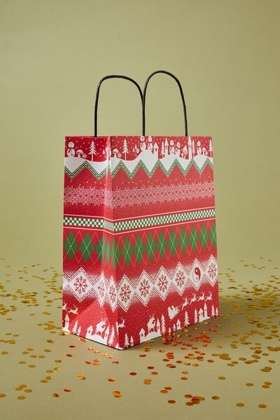 Get Stuffed Gift Bag - Medium, RED/GREEN FAIRISLE