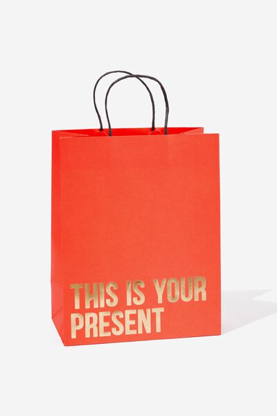 Get Stuffed Gift Bag - Medium, THIS IS YOUR PRESENT RED GOLD