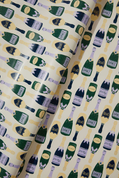 Roll Wrapping Paper, BOTTLES ECRU