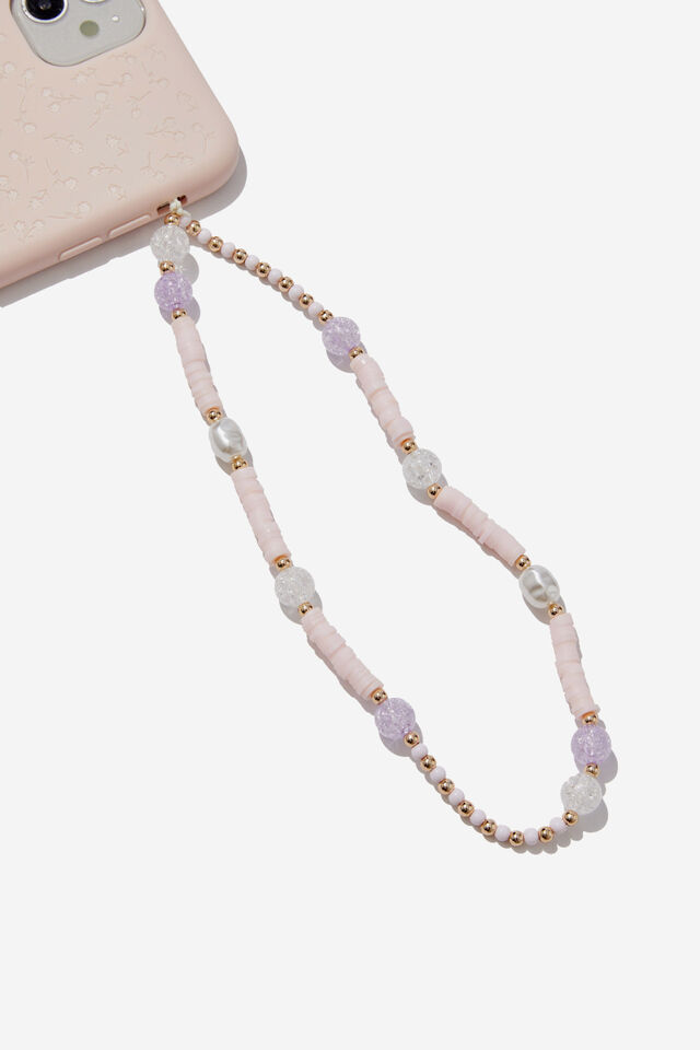 Carried Away Phone Charm Strap, PASTEL PEARLS