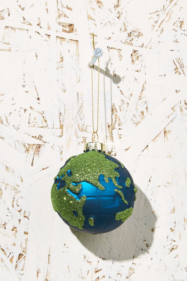 Small Glass Christmas Ornament, WORLD GLOBE