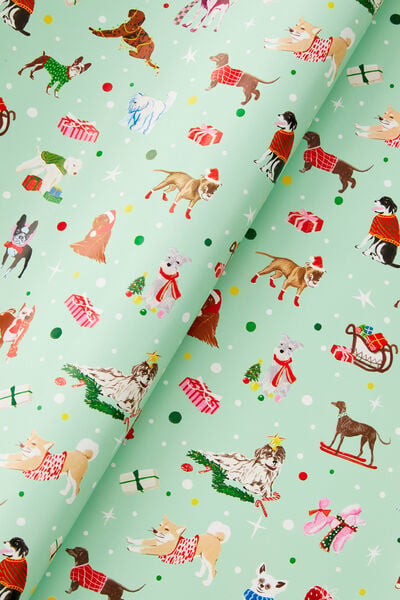 Christmas Wrapping Paper Roll, CHRISTMAS DOGGIES