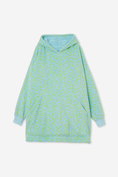 Slounge Around Oversized Hoodie, MEMPHIS SQUIGGLE BLUE HEAVEN