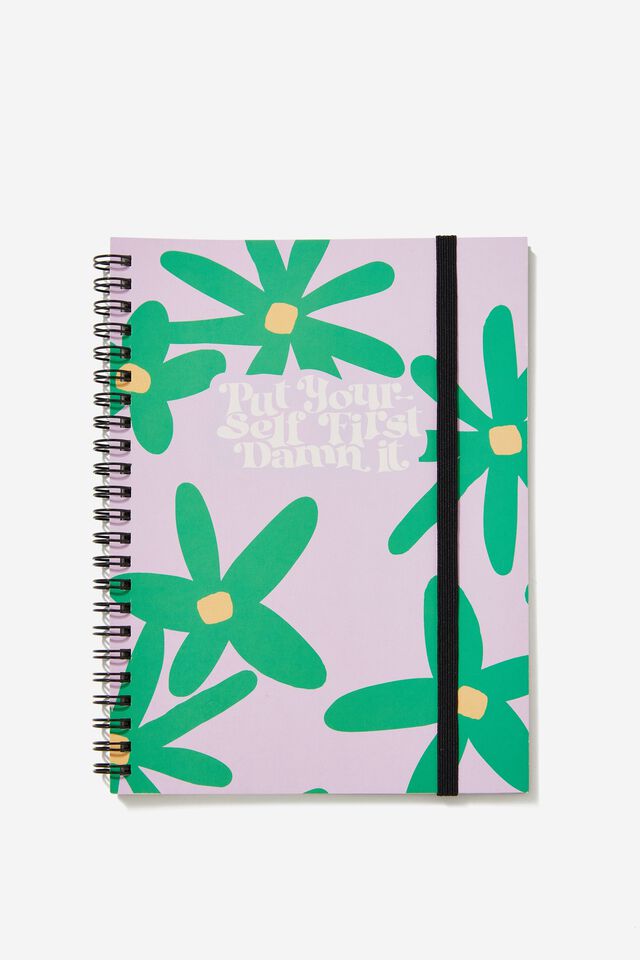 Small Spinout Notebook, PAPER DAISY GREEN AND NEON ORANGE LARGE