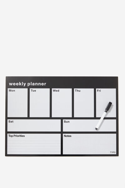 A3 Magnetic Planner, BLACK AND WHITE SOLID