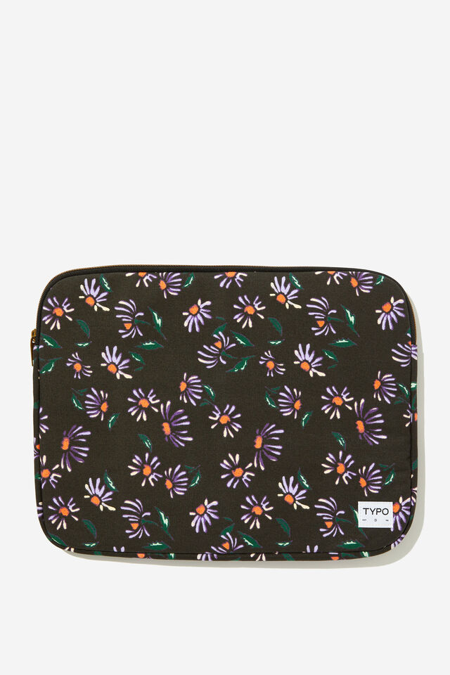 Take Me Away 15 Inch Laptop Case, DAISY CRAYON / BLACK