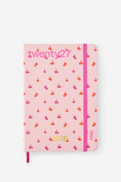 Personalised 2027 A5 Daily On Schedule Diary, STRAWBERRY MILK DITSY CHERRIES