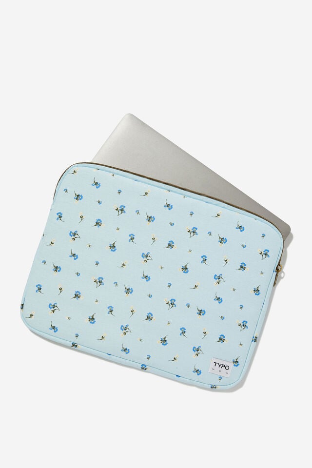 Take Me Away 15 Inch Laptop Case, MEADOW DITSY ARCTIC BLUE