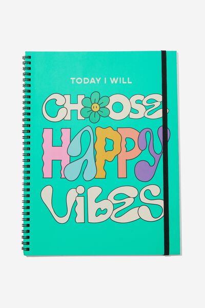 A4 Spinout Notebook, CHOOSE HAPPY VIBES