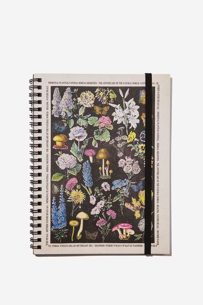 A5 Spinout Notebook Recycled, BLACK APOTHECARY OF THE NATURAL WORLD