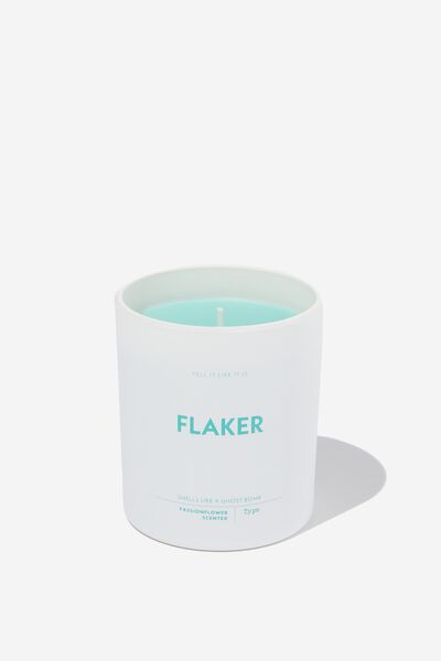 Tell It Like It Is Candle, TEAL FLAKER