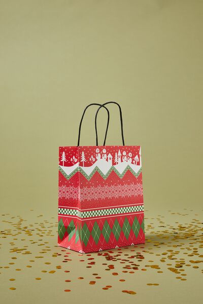 Get Stuffed Gift Bag - Small, RED/GREEN FAIRISLE
