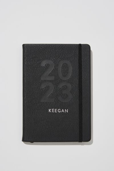 Personalised 2023 A5 Weekly Buffalo Diary, JET BLACK