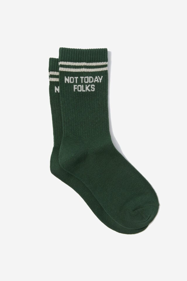 Socks, NOT TODAY FOLKS HERITAGE GREEN STRIPE TUBE