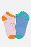 2 Pk Of Ankle Socks, VIBE FACES (S/M) - alternate image 2