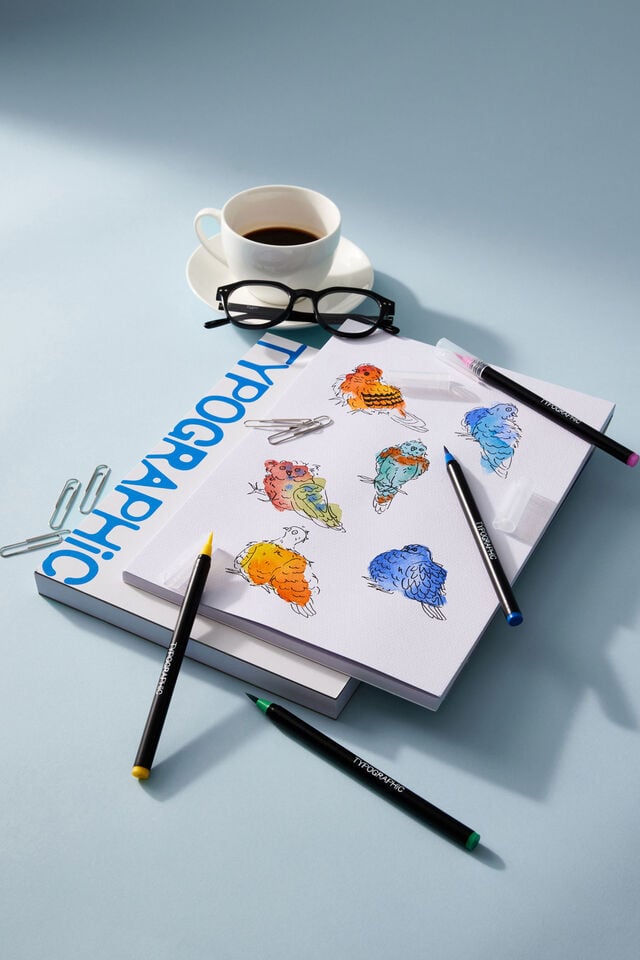 A4 Stitch Bound Watercolour Book, GREY AZURE