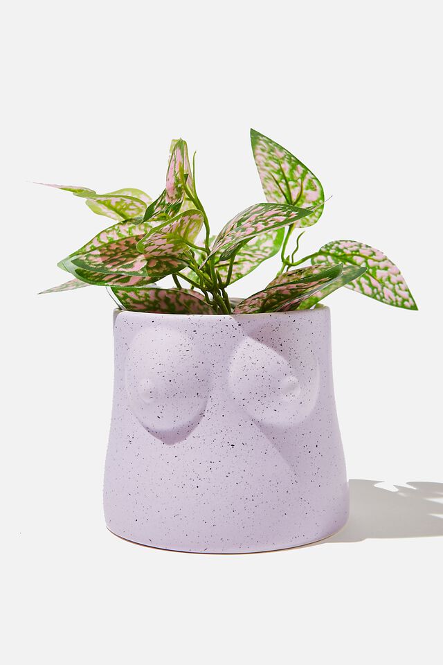 Midi Shaped Planter, PALE LILAC SPECKLE BOOBS!