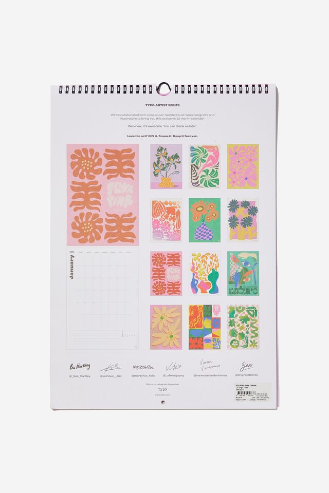 2023 A3 Art Series Calendar, BRIGHT FLORALS
