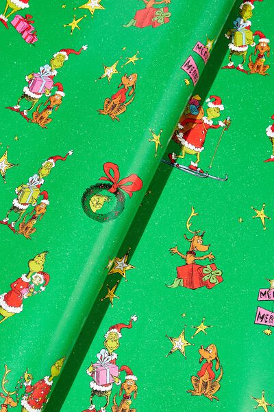 30M Christmas Wrapping Paper Roll, LCN DRS THE GRINCH SANTA