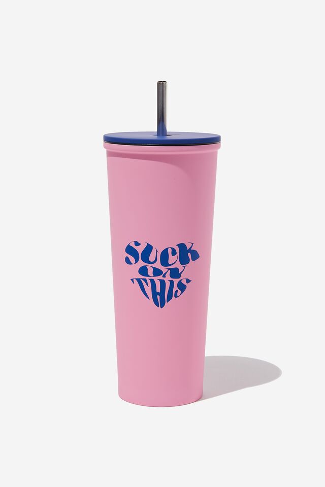 Metal Smoothie Cup, SUCK THIS PINK