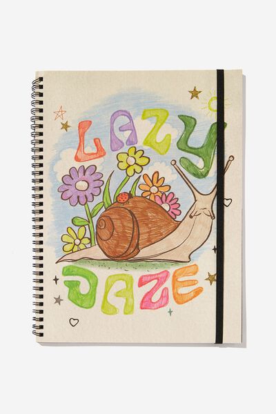 A4 Spinout Notebook, SNAIL LAZY DAZE
