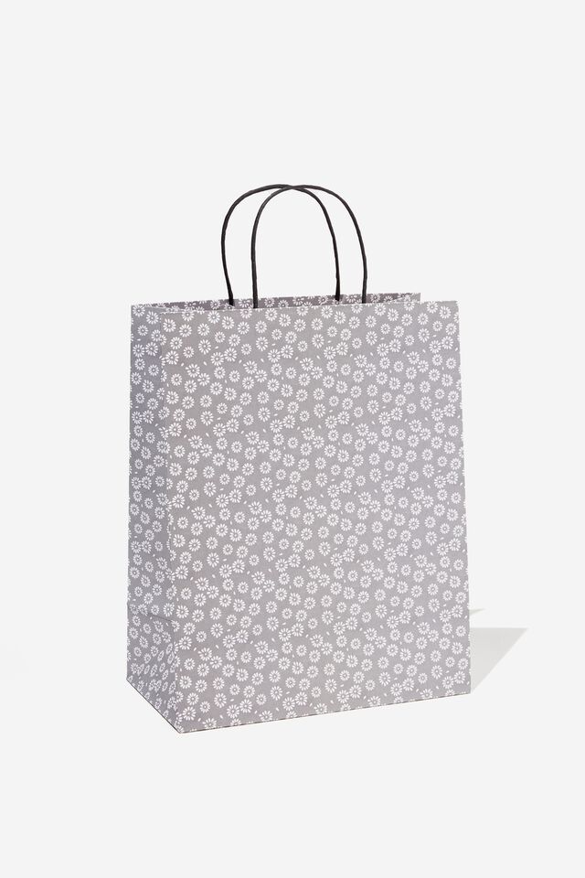 Get Stuffed Gift Bag - Medium, STAMPED DAISY GREYSCALE