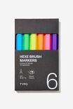 Hexe Brush Markers 6Pk, MULTI NEON - alternate image 2