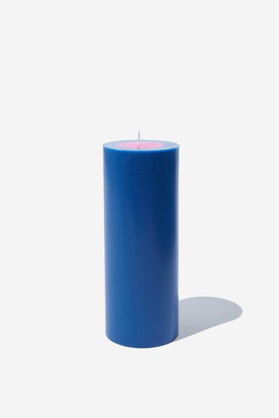 Stand Out Pillar Candle, SKYSCRAPER BLUE & FUCSHIA
