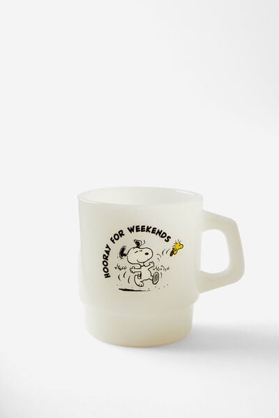 Milky Retro Mug, LCN PEA SNOOPY HOORAY FOR WEEKENDS