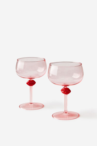 Novelty Cocktail Glass Set Of 2, LIPS