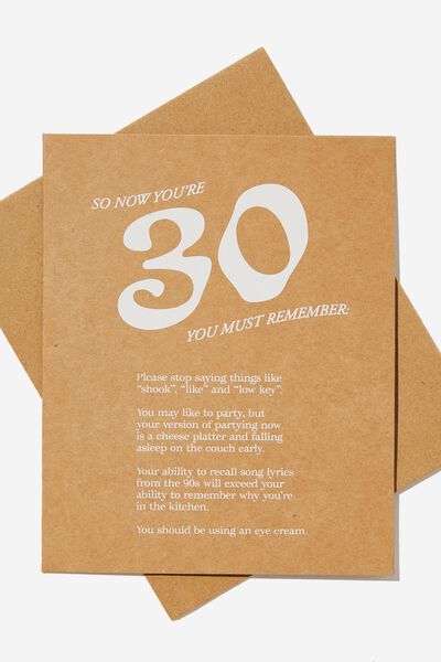 Age Card, 30 YOU MUST REMEMBER KRAFT