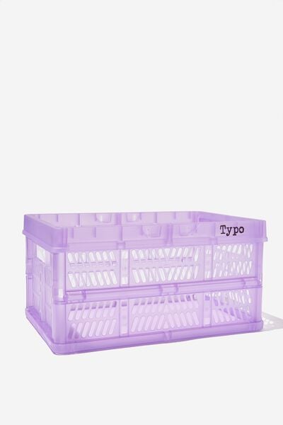 Small Foldable Storage Crate, TRANSPARENT ELECTRIC PURPLE