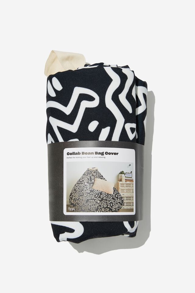 Keith Haring Bean Bag Cover, LCN KEI KEITH HARING BLACK WHITE YARDAGE BALL