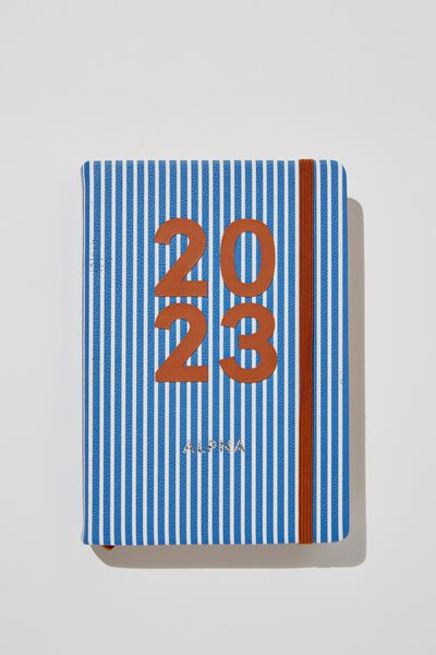 Personalised 2023 A5 Daily Buffalo Diary, PARKER STRIPE CLASSIC BLUE & WHITE