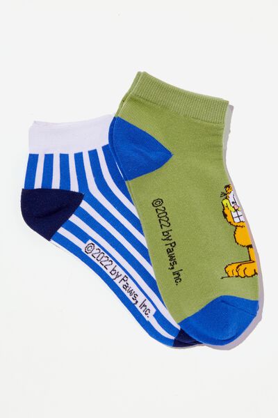 2 Pk Of Ankle Socks, LCN GARFIELD (M/L)