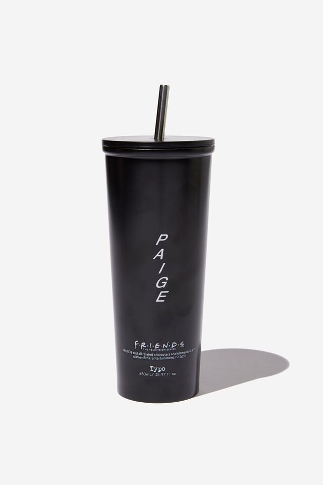 Personalised Cold Cup Metal Tumbler With Straw