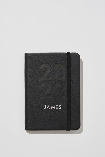 Personalised 2023 A6 Weekly Buffalo Diary, JET BLACK