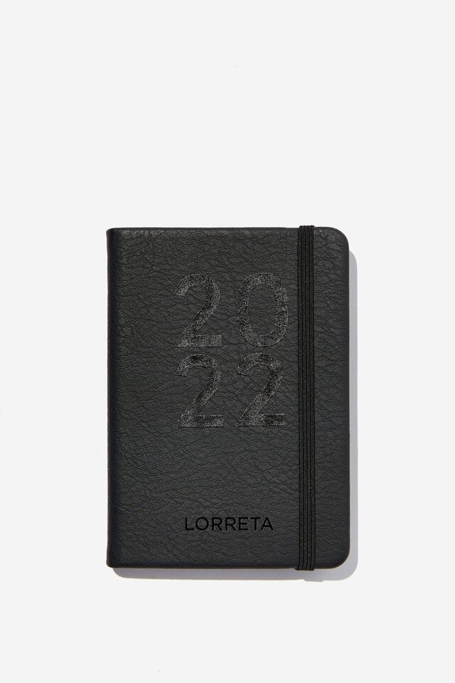 2022 A6 Weekly Buffalo Diary Personalised, JET BLACK