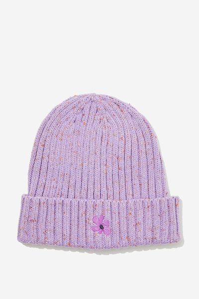 Low Ball Beanie, FLOWER ICON LILAC