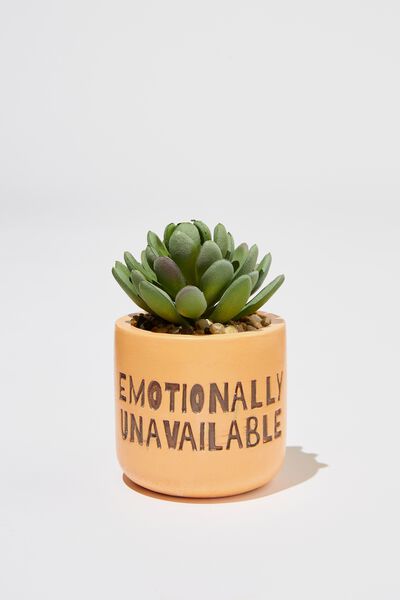 Tiny Planter With Plant, CANTELOUPE EMOTIONALLY UNAVAILABLE