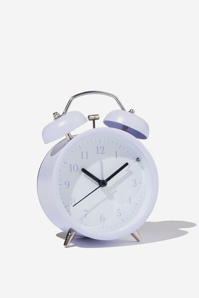 Alarm Bells Retro Clock, MATTE PALE LILAC
