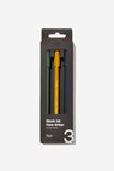 Black Ink Flow Writer Pen 3Pk, GREEN, NAVY & MUSTARD