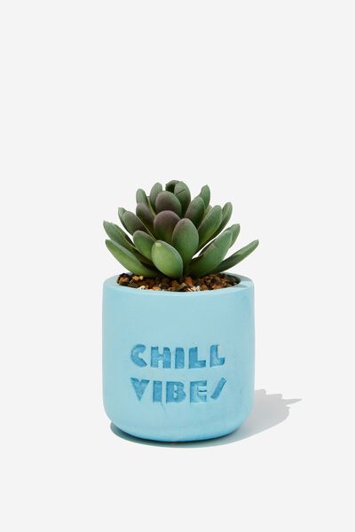 Tiny Planter With Plant, MINTY SKIES CHILL VIBES