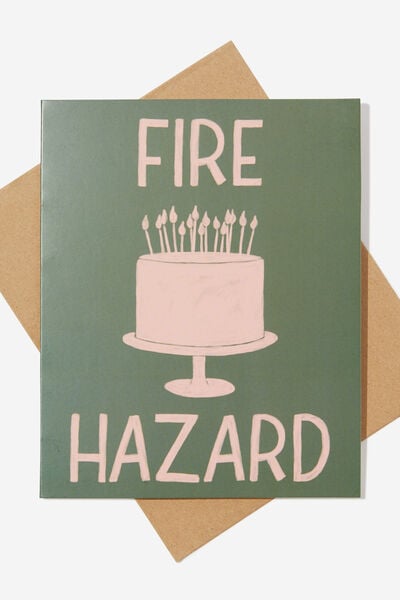Funny Birthday Card, FIRE HAZARD CAKE