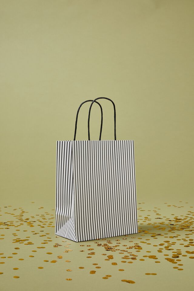 Get Stuffed Gift Bag - Small, BLACK/WHITE PARKER STRIPE