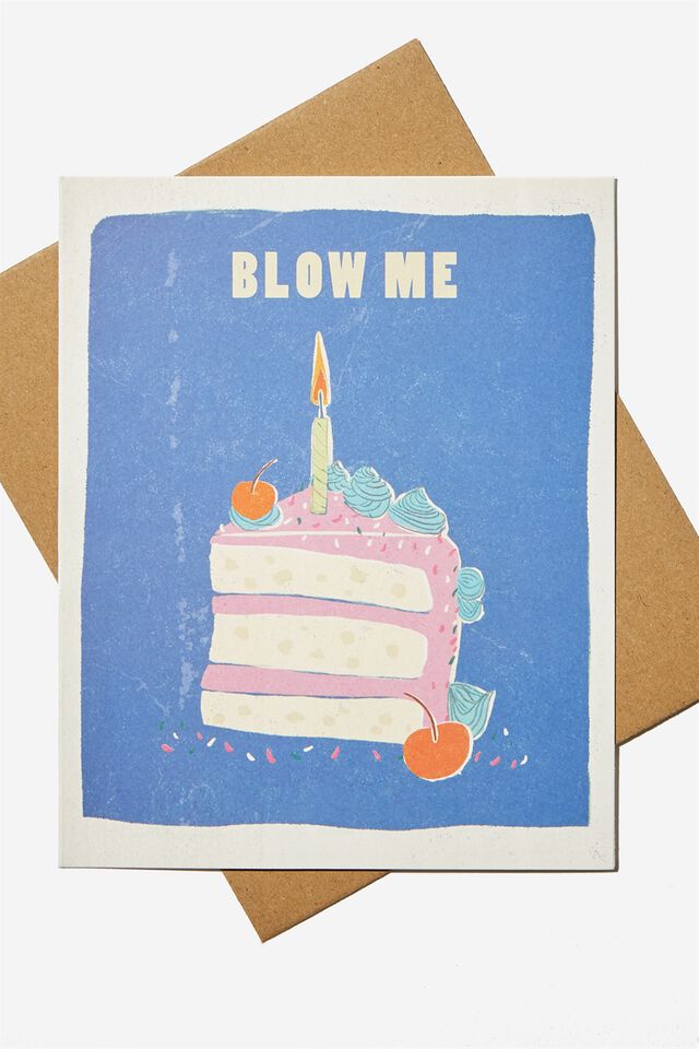 Funny Birthday Card, RG UK BLOW ME CAKE