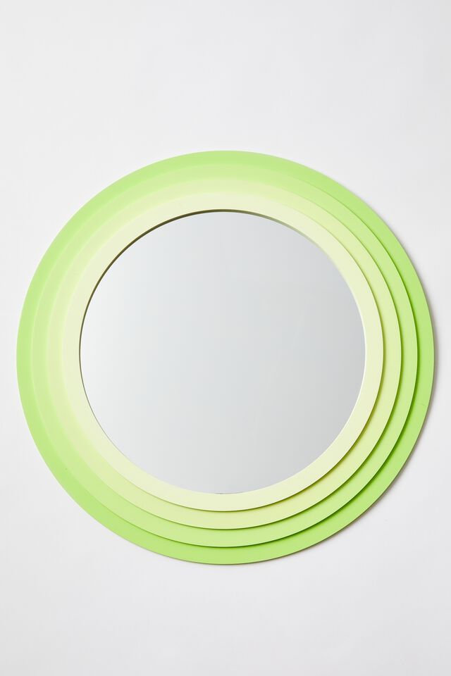 Shaped Wall Mirror, ROUND GREEN OMBRE