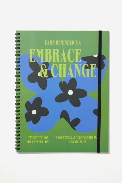 A4 Spinout Notebook, EMBRACE CHANGE BUTTERFLY