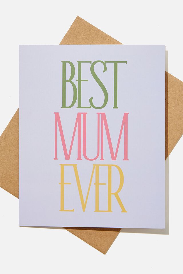 Mothers Day Card, BEST MUM EVER LILAC