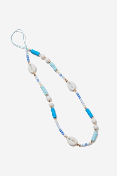 Carried Away Phone Charm Strap, NATURAL SHELL / BLUES